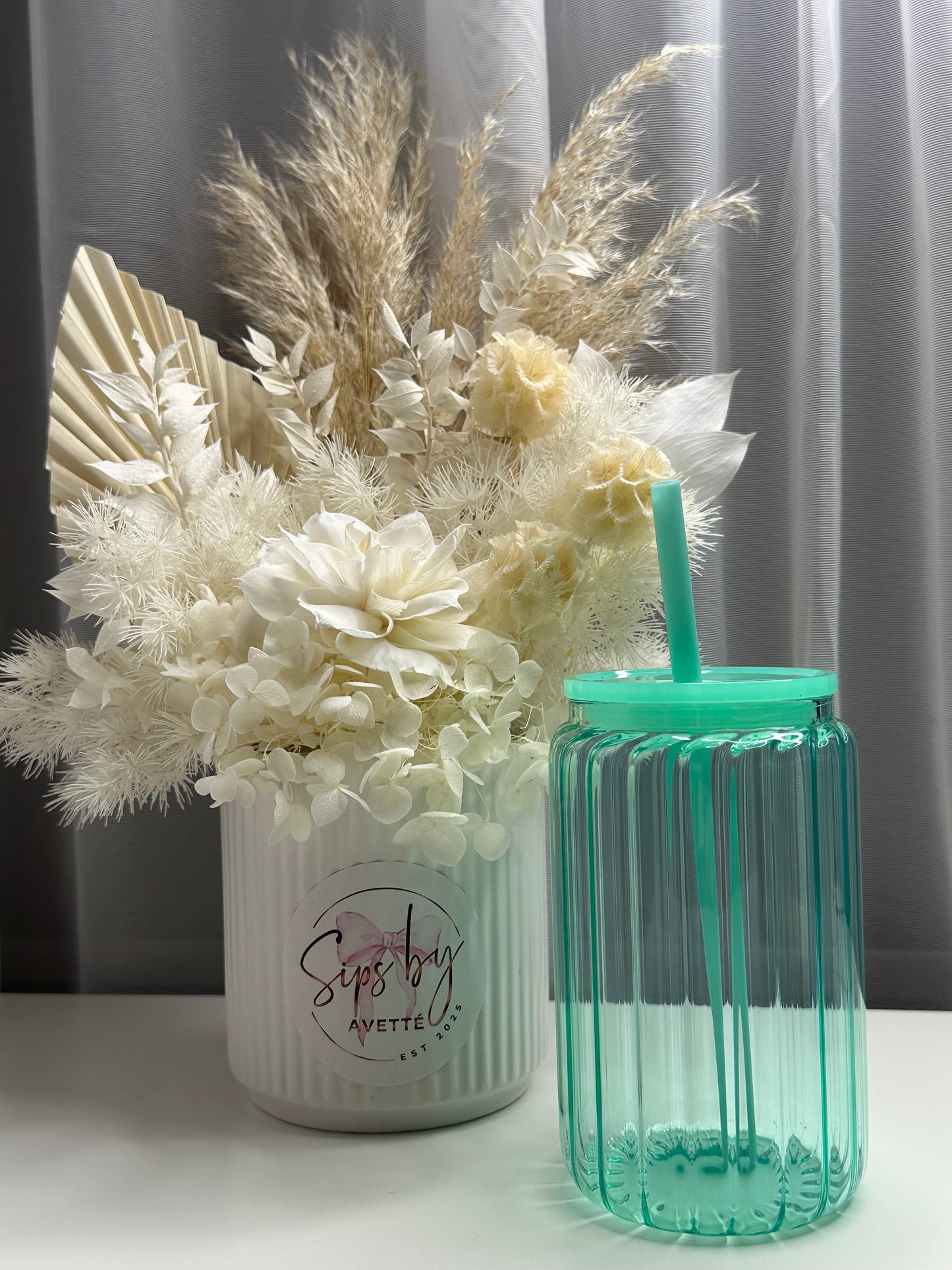 16oz/473ml Glass Ribbed Tumbler