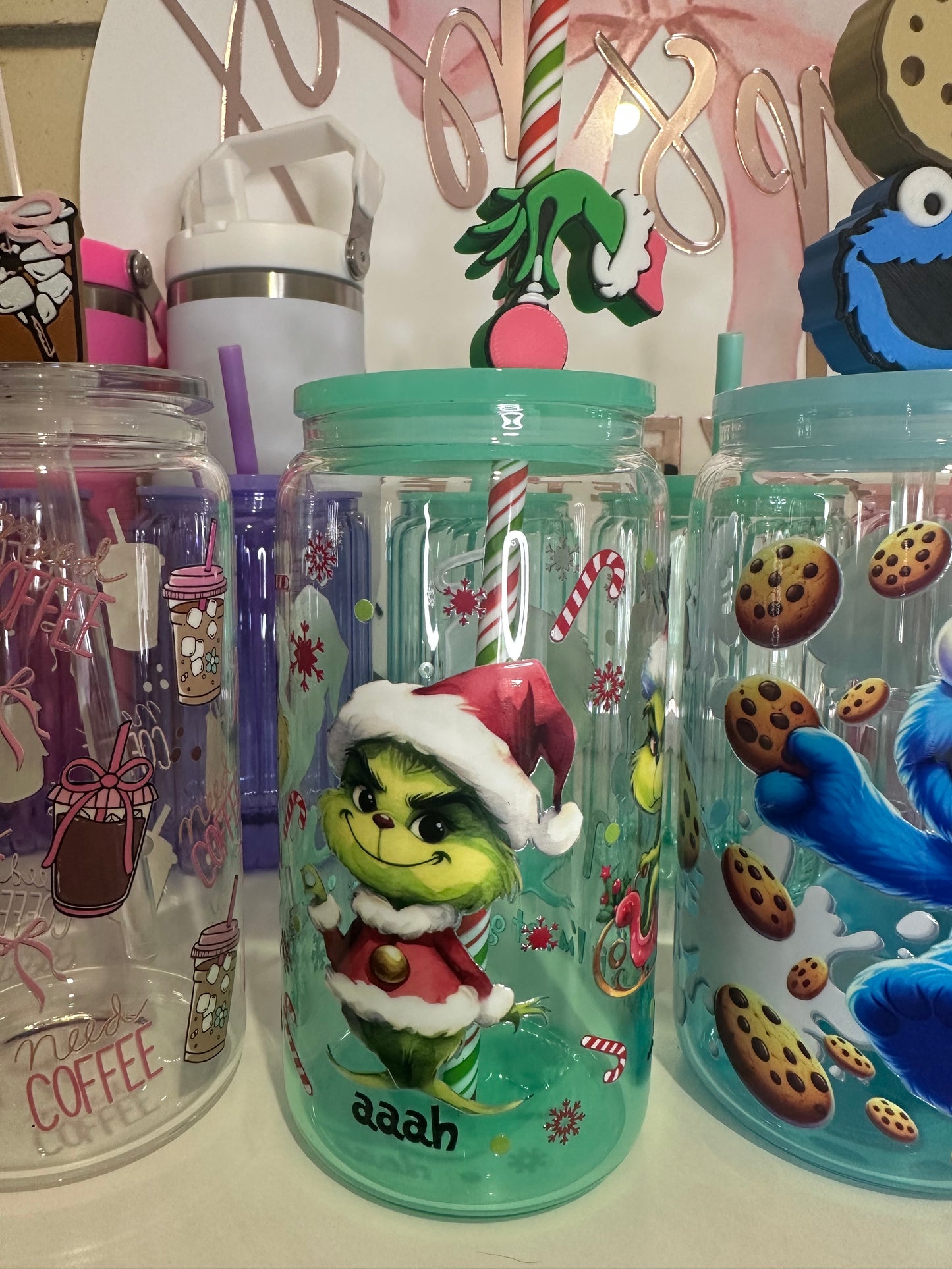 GRINCH 2 - Green Ombre Glass Tumbler