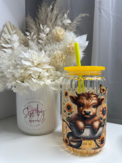 Ribbed Ombré Amber GLASS TUMBLER HC