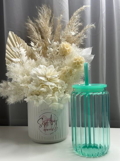 16oz/473ml Glass Ribbed Tumbler Ombré