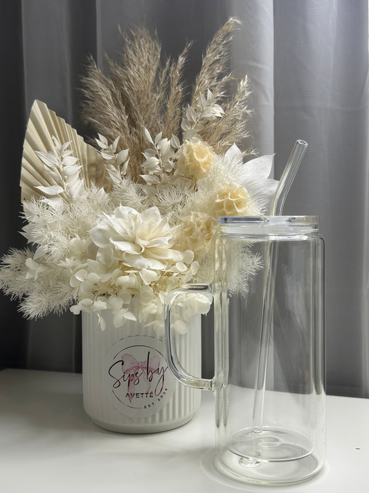 20oz/592ml Glass Snowglobe with Handle