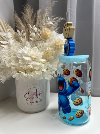COOKIE MONSTER - Blue Ombre Glass Tumbler