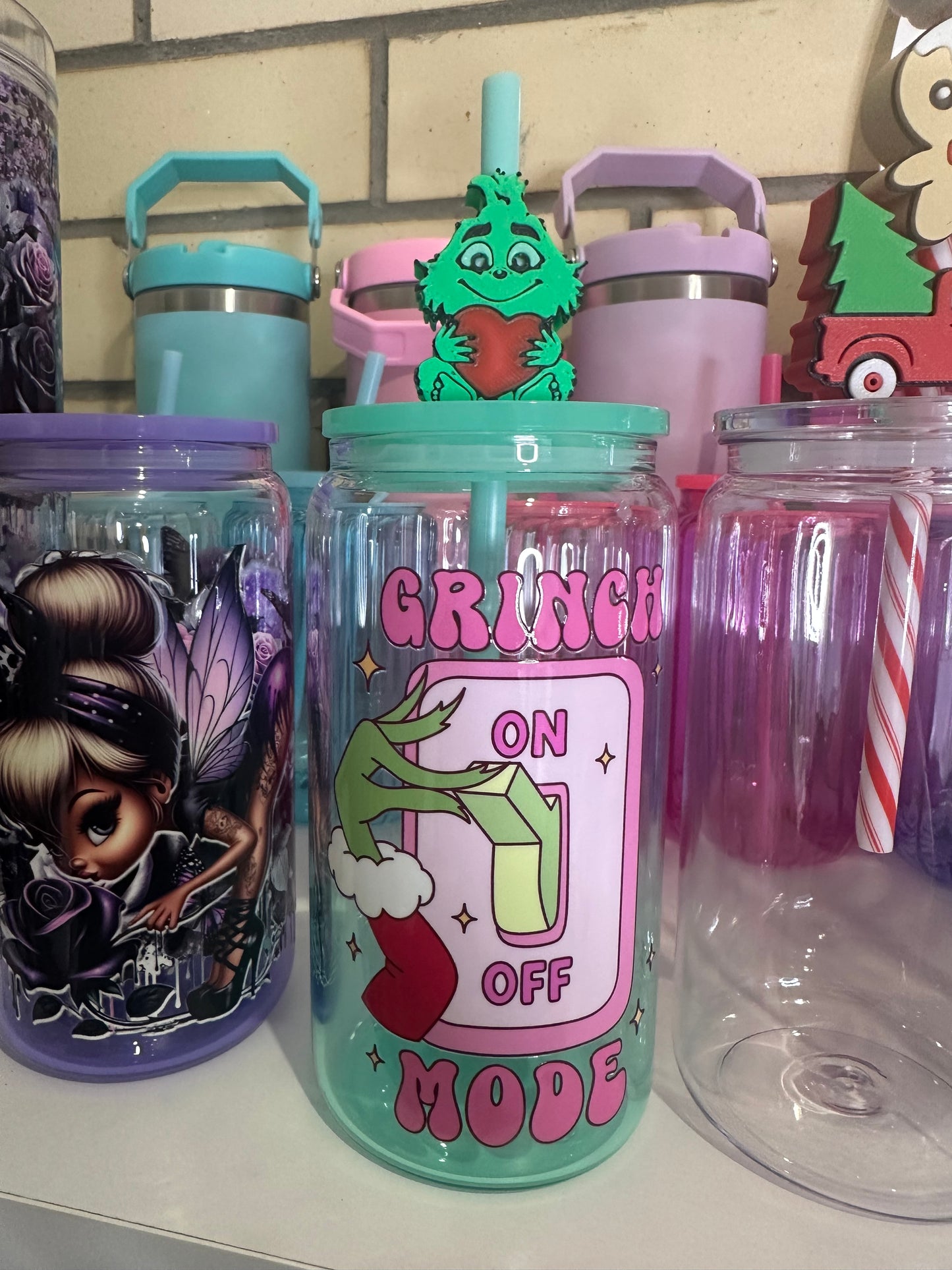 GRINCH 1 - Green Ombre Glass Tumbler