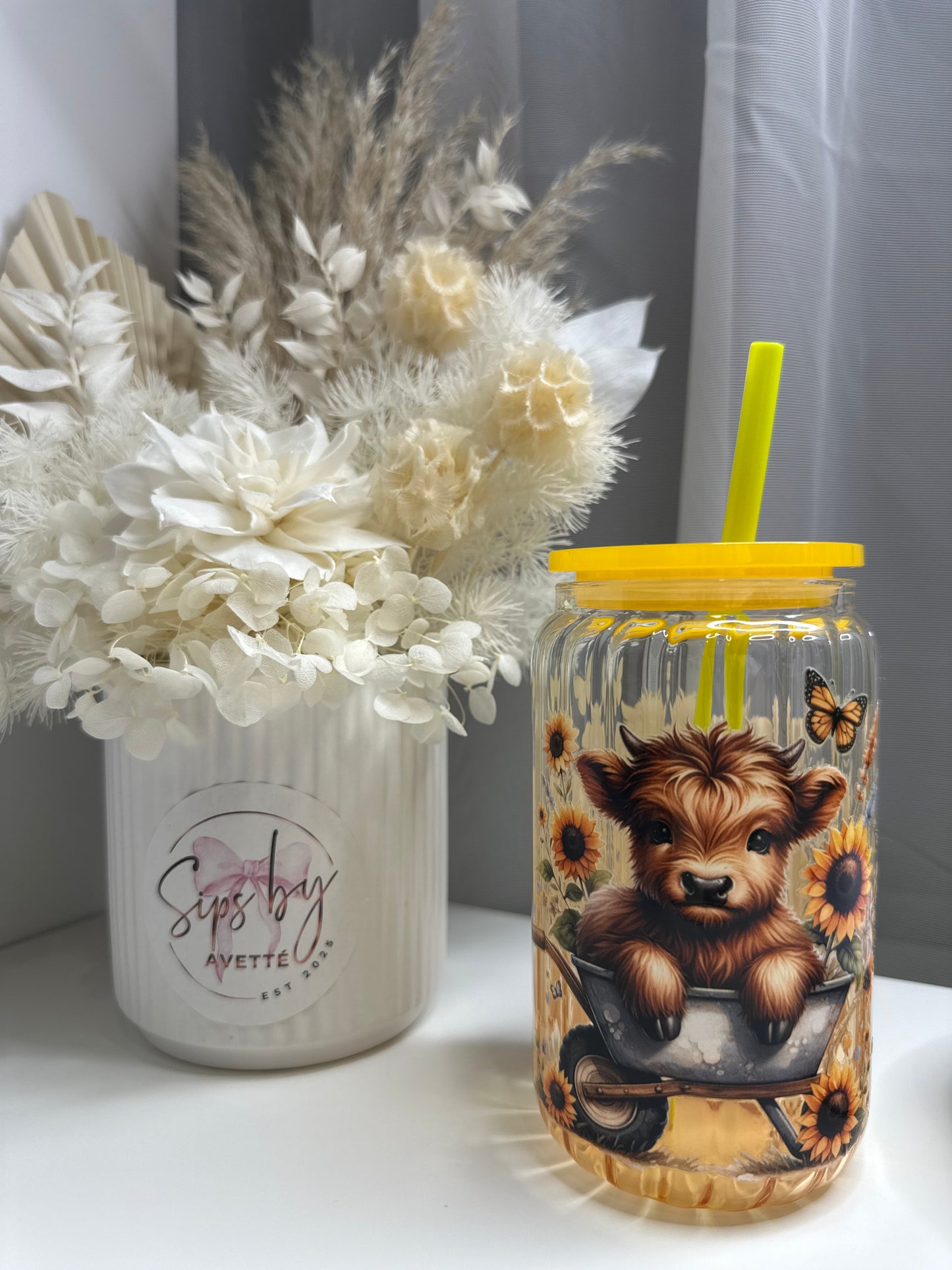 Ribbed Ombré Amber GLASS TUMBLER HC